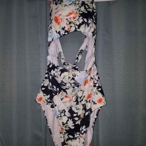 Floral one piece cutout swimsuit